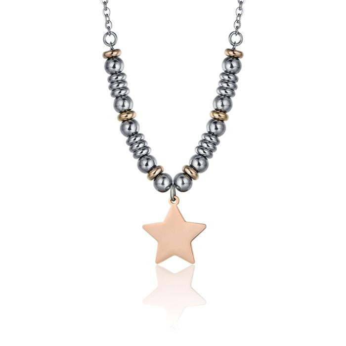 Collana In Acciaio Con Elementi Ip Rose E Stella