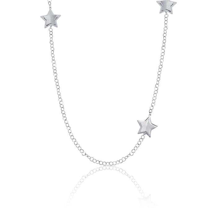 Collana In Acciaio Con Stelle E Glitter Bianco