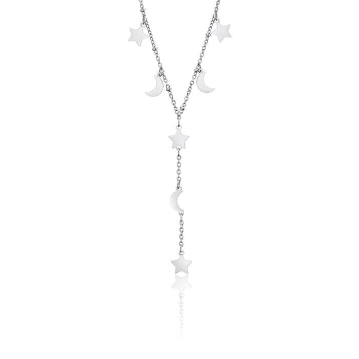 Collier en acier avec étoiles et lunes