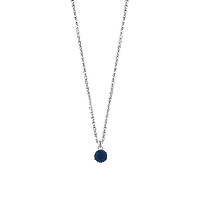 Steel necklace with blue crystal