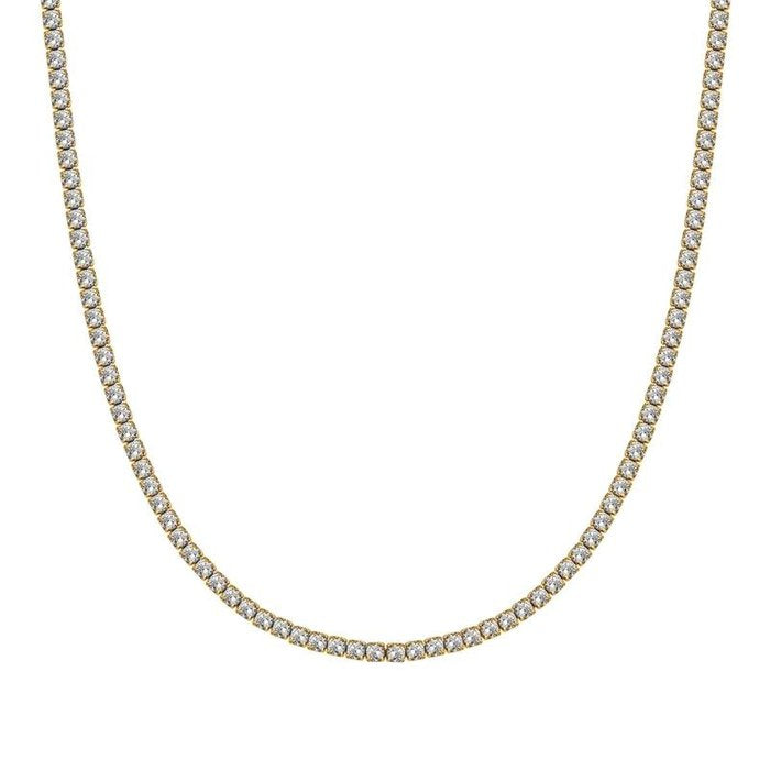 Collier tennis en acier IP doré avec cristaux blancs
