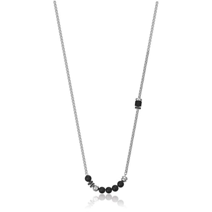 Collier en acier avec onyx et cristaux noirs