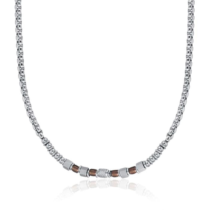 Collier en acier avec éléments IP marron