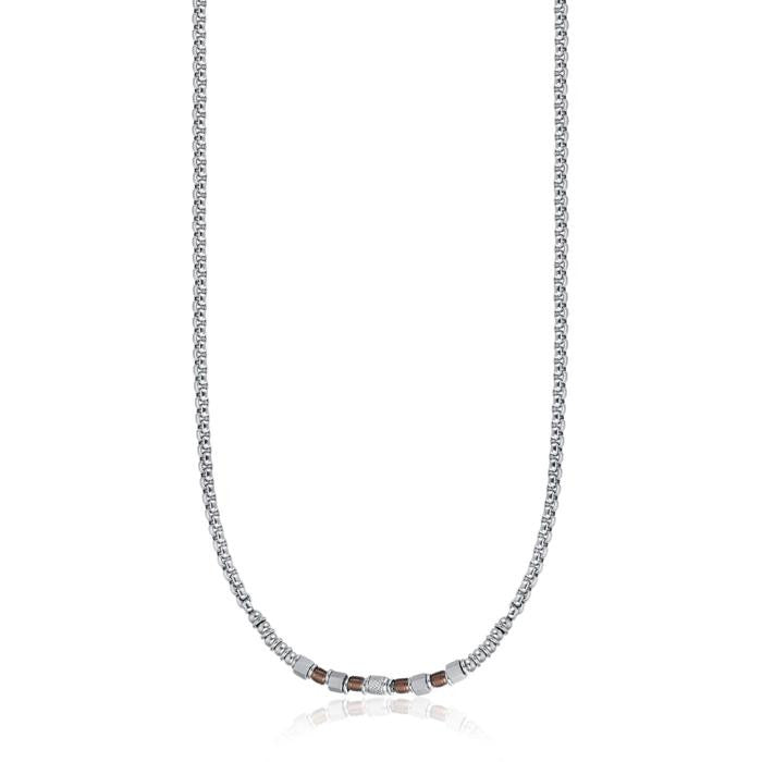 Collier en acier avec éléments IP marron