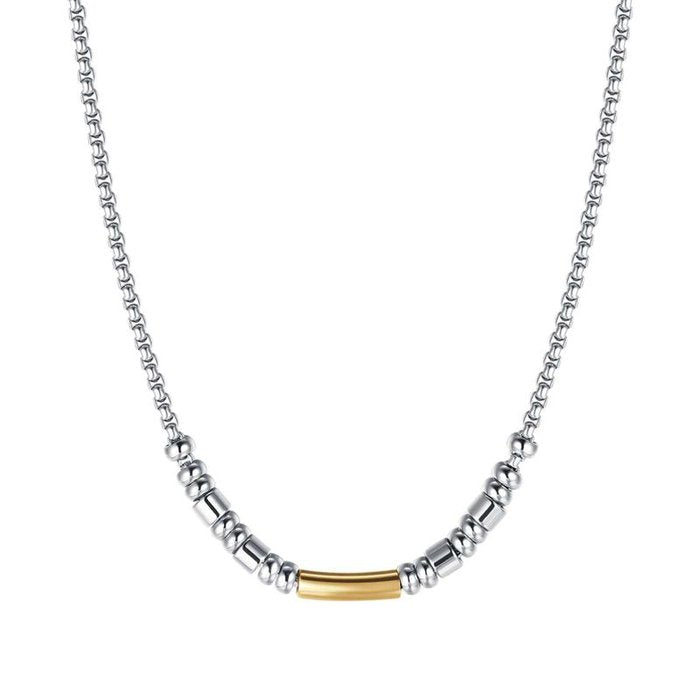 Steel necklace with ip gold element