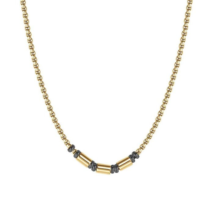 IP gold steel necklace with IP black elements