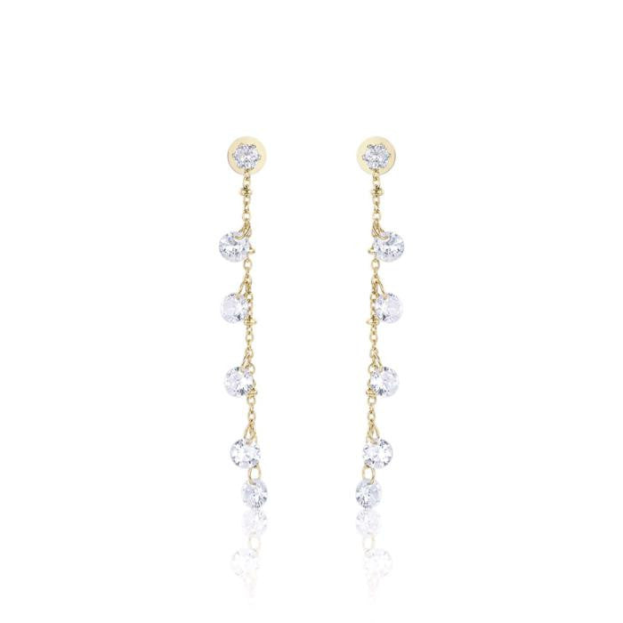 Boucles d'oreilles en acier doré IP avec cristaux blancs