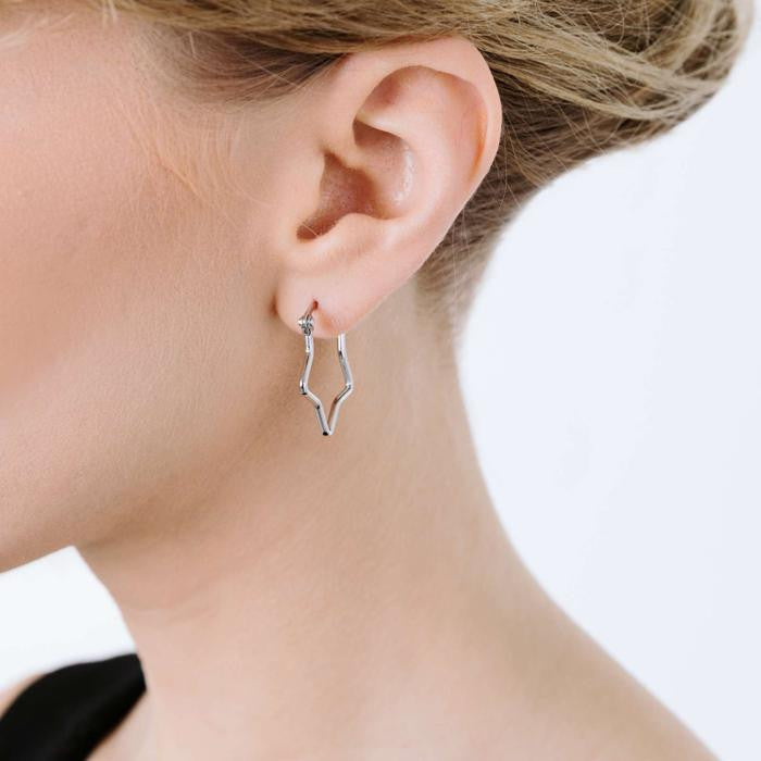 Boucles d'oreilles étoile en acier - Diamètre 25 mm