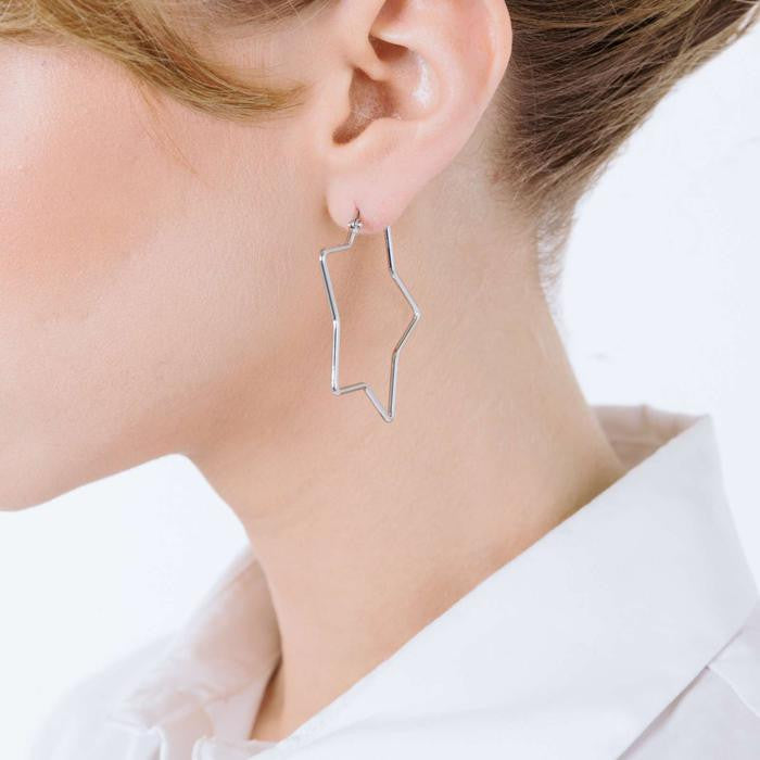 Boucles d'oreilles étoile en acier - Diamètre 45 mm