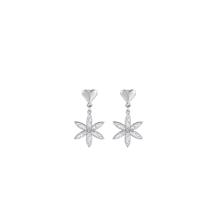 WOMEN'S STEEL EARRINGS WITH FLOWER OF LIFE WITH WHITE CRYSTALS