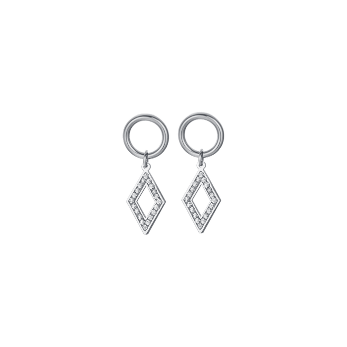 BOUCLES D'OREILLES FEMME EN ACIER AVEC CRISTAUX BLANCS
