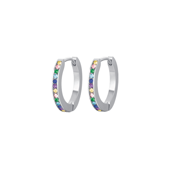 WOMEN'S STEEL EARRINGS WITH MULTICOLOR CRYSTALS