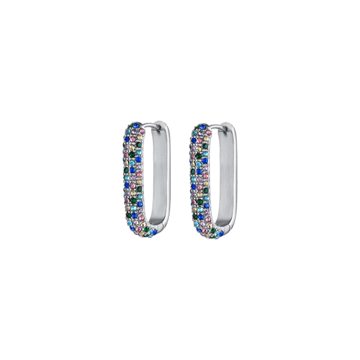 WOMEN'S STEEL EARRINGS WITH MULTICOLOR CRYSTALS