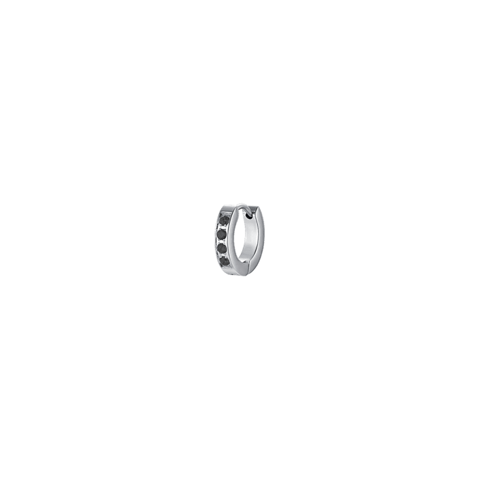 BOUCLE D'OREILLE UNIQUE POUR HOMME EN ACIER AVEC CRISTAUX NOIRS