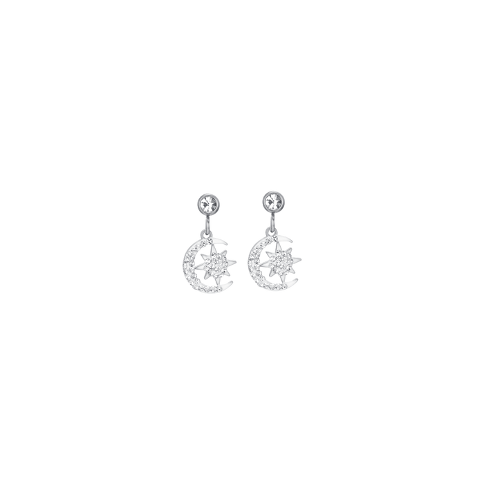 BOUCLES D'OREILLES FEMME EN ACIER ÉTOILE ET LUNE