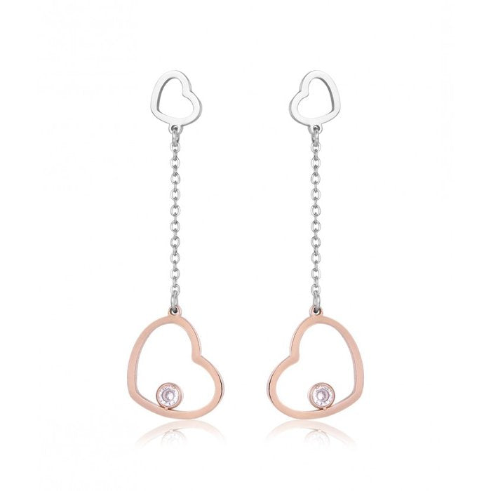 Boucles d'oreilles pendantes en forme de cœur rose