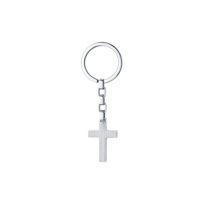 PORTE-CLÉS HOMME EN ACIER AVEC CROIX