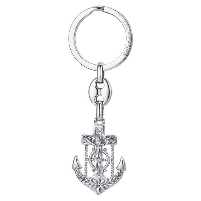MEN'S STEEL KEY RING WITH CRUCIFIX