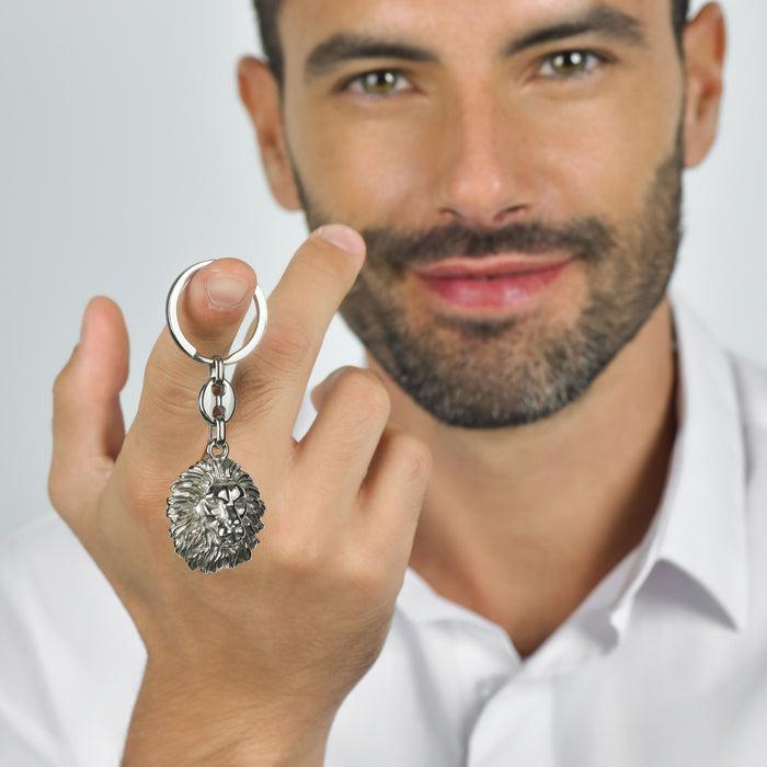 MEN'S STEEL KEY RING LION HEAD