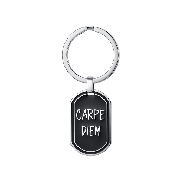 PORTE-CLÉS CARPE DIEM EN ACIER POUR HOMME