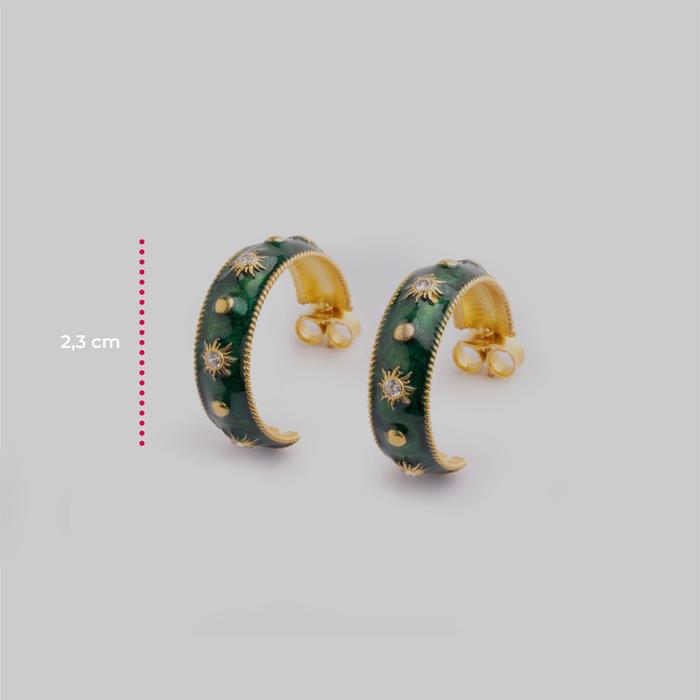 Small Green Sun Stud Earrings