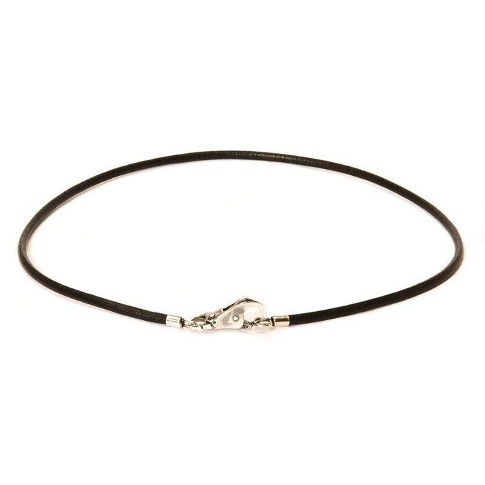 Black Leather Necklace 42 cm