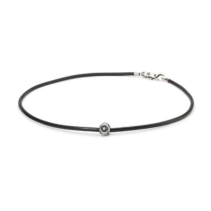 Black Leather Necklace 42 cm