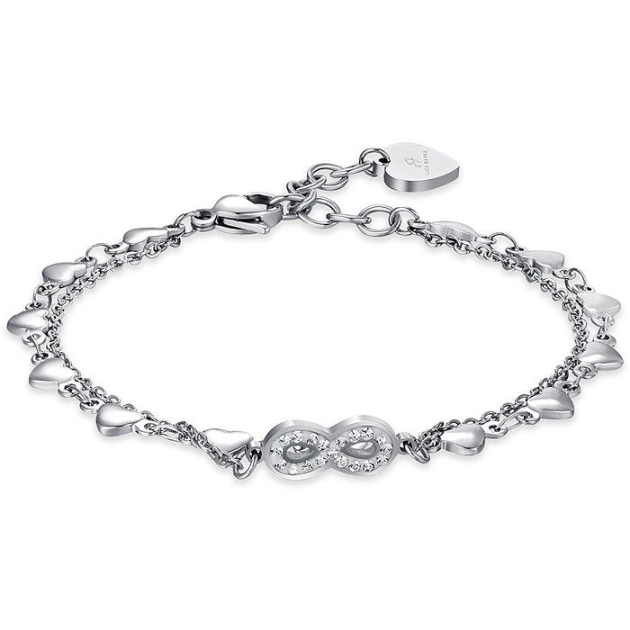BRACCIALE DONNA IN ACCIAIO CON INFINITO CON CRISTALLI BIANCHI