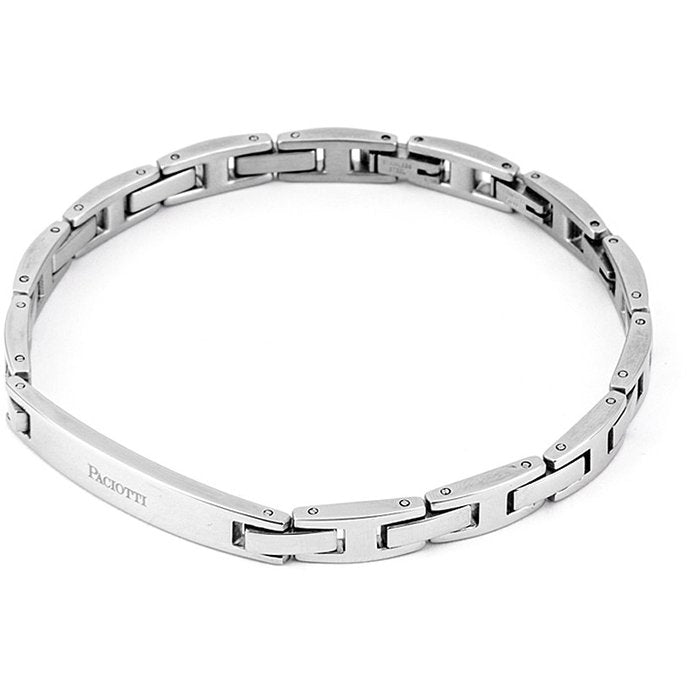 Steel bracelet with engraved central plate