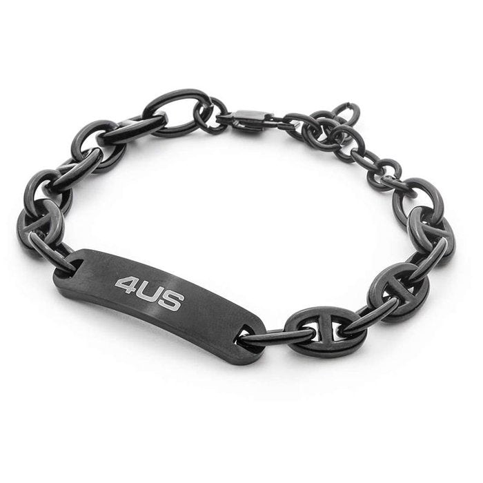 Burnished chain bracelet with plate