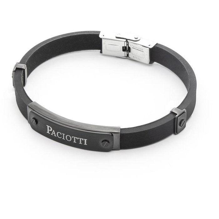 Black rubber bracelet with plate