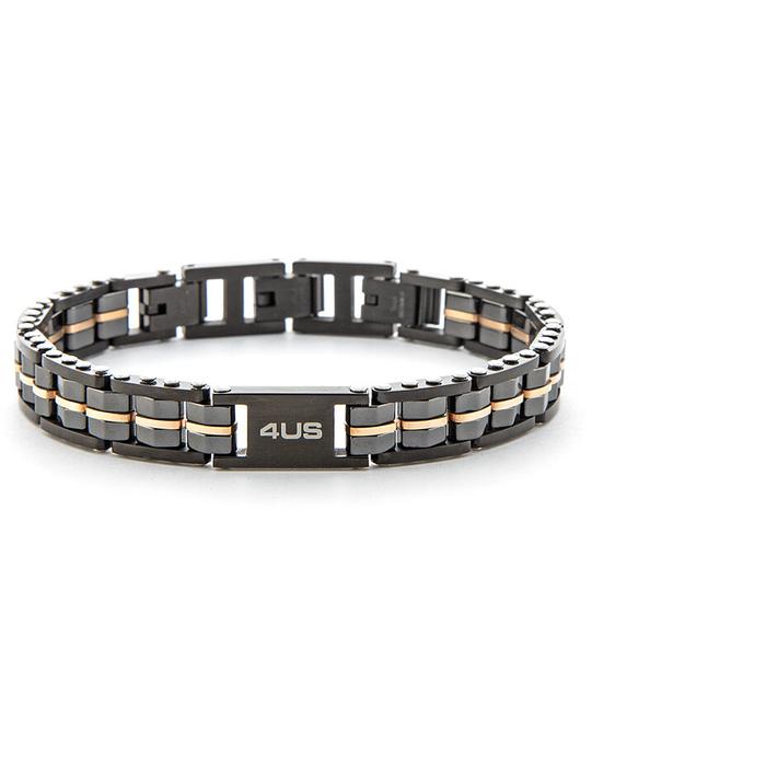 Bracelet en acier céramique noire PVD noir rose