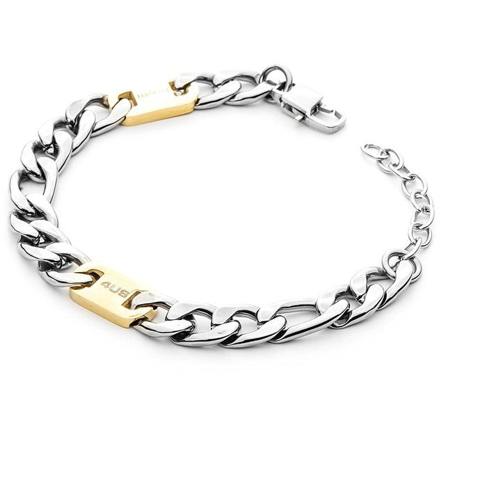 Bracelet en maille plate avec inserts en or