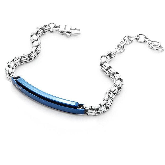 Chained mesh bracelet blue plate