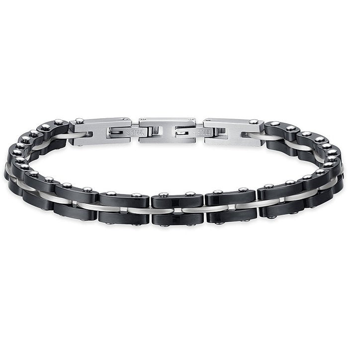 BRACCIALE UOMO IN ACCIAIO E CERAMICA NERA