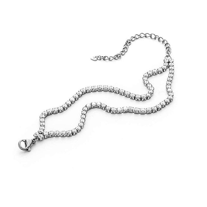 Bracelet tennis double brin avec zircone blanche