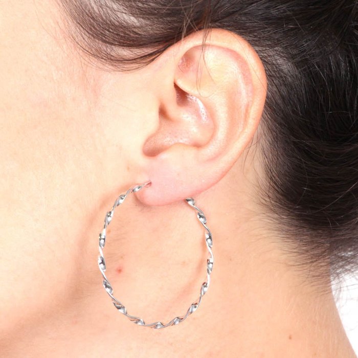 Boucles d'oreilles créoles lisses et bouclées en argent 925