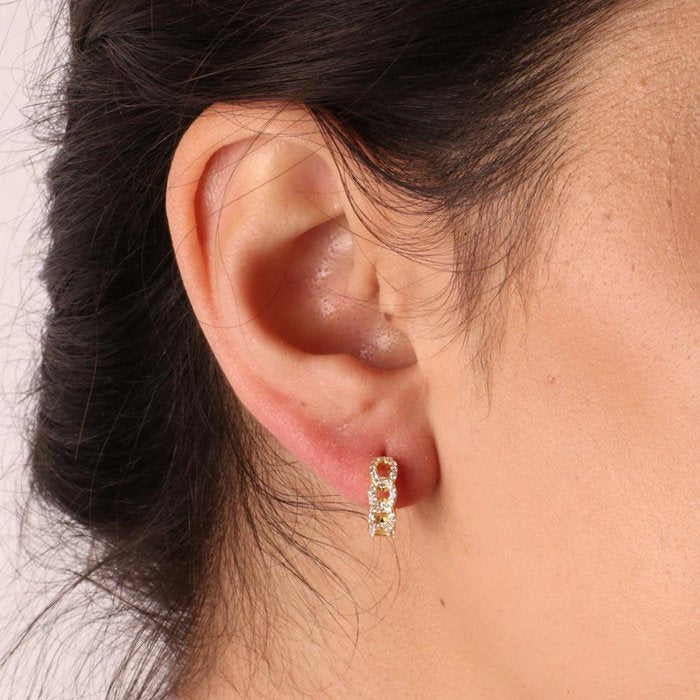 925 Silver Hoop Earrings with White Zirconia