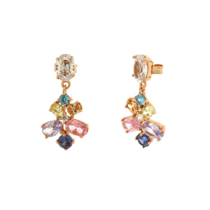 Boucles d'oreilles en argent 925 avec zircones multicolores