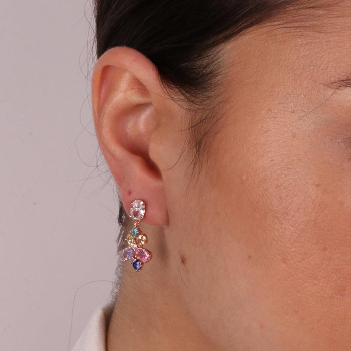 Boucles d'oreilles en argent 925 avec zircones multicolores