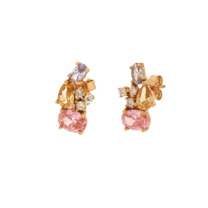 Boucles d'oreilles à tige en argent 925 avec zircones multicolores