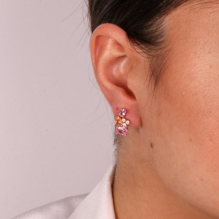 Boucles d'oreilles à tige en argent 925 avec zircones multicolores