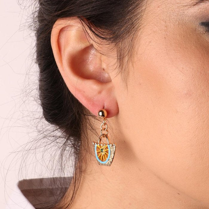 Boucles d'oreilles en métal avec détails en émail coloré