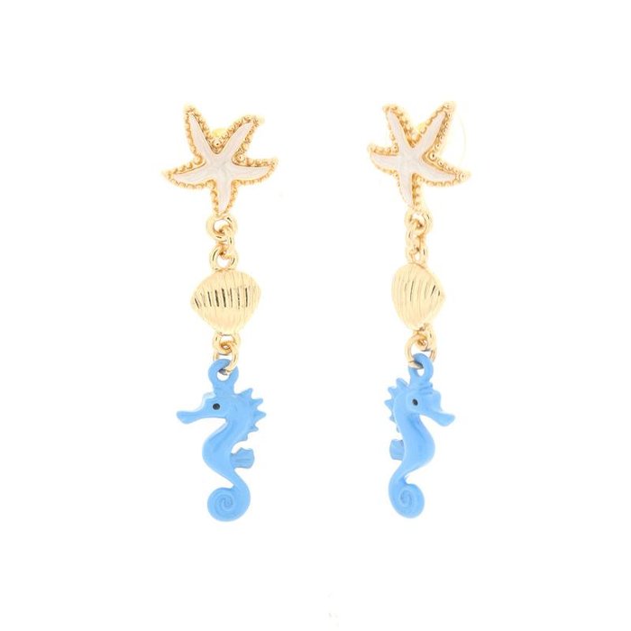 Boucles d'oreilles en métal hippocampe