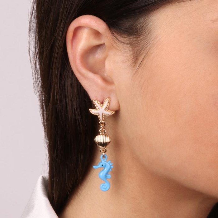 Boucles d'oreilles en métal hippocampe