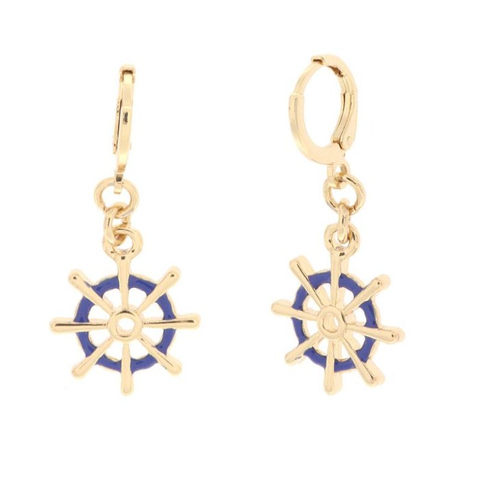 Metal earrings with rudder pendant