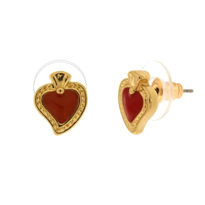 Metal earrings with sacred heart on lobe