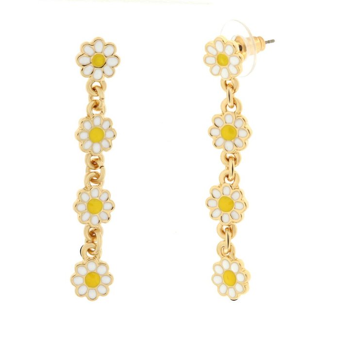 Boucles d'oreilles en métal avec margjerite pendante