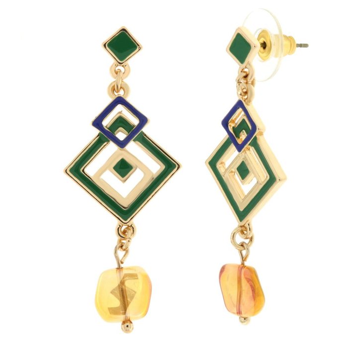 Boucles d'oreilles en métal avec pendentif en pierre