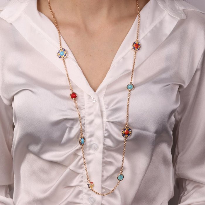Metal Necklace with Majolica